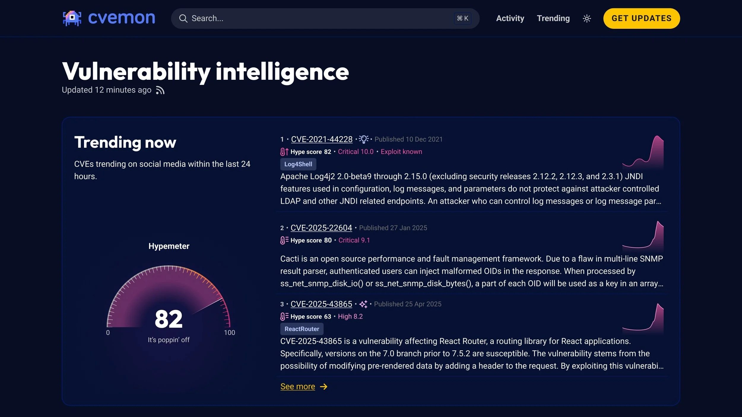 Intruder v4 homepage - vulnerability intelligence view in the evolved product UI