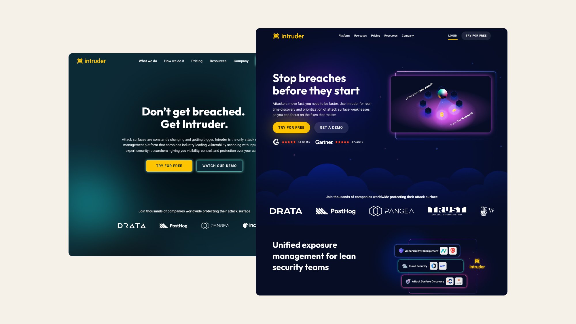 Intruder brand before and after evolution