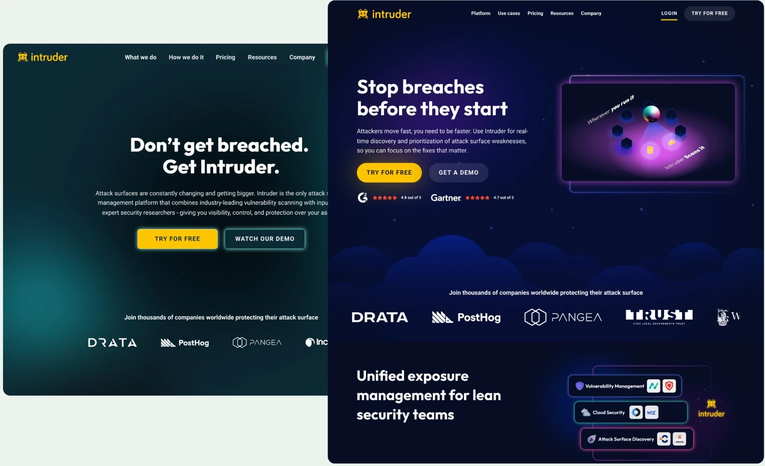 Intruder brand before and after evolution