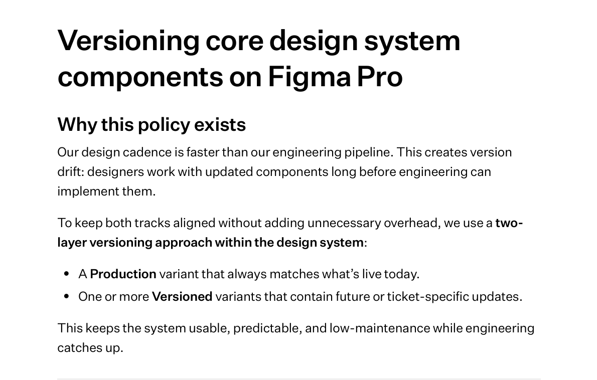 Versioning core design system components on Figma Pro - Slab document